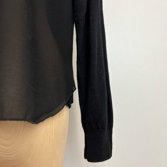 La Fee Marboutee Size 3 Medium Women’s Long Sleeve Black Sweater Sheer Back V - Picture 5 of 16